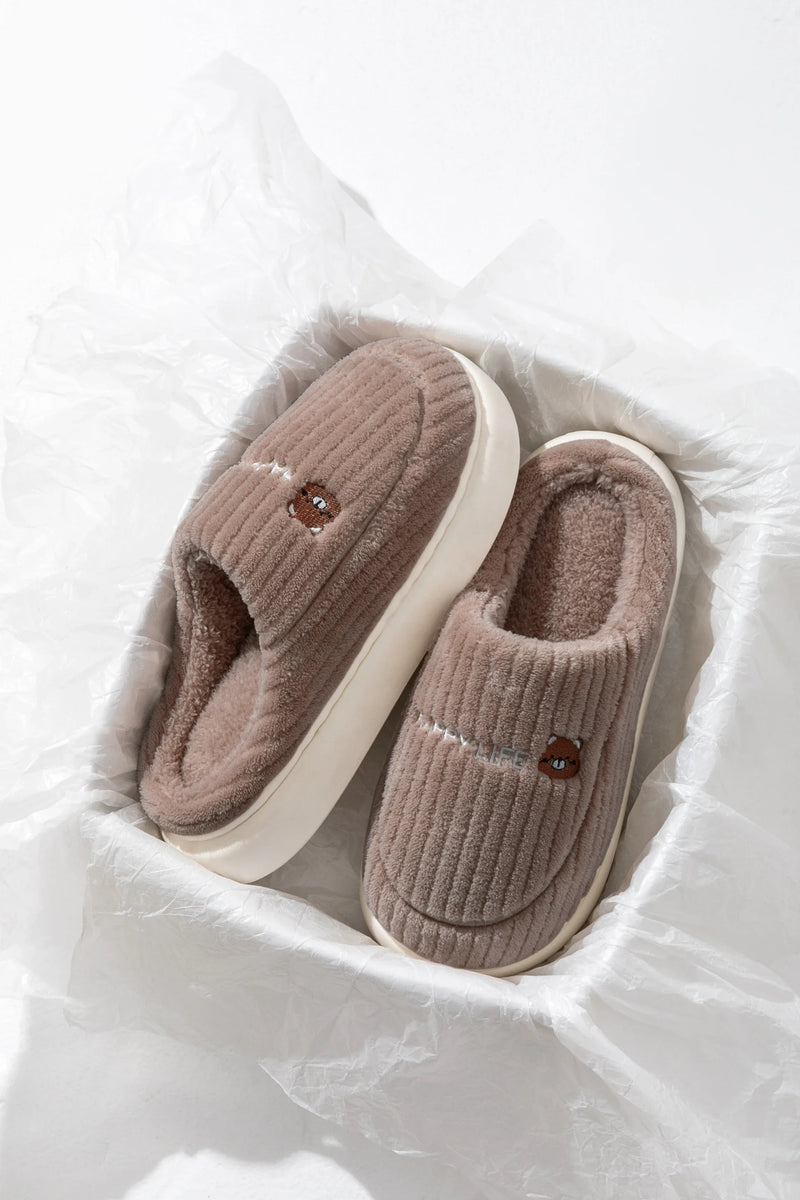 SaneShoppe - Winter Home Cotton Slippers for Women's Indoor Soft Sole, Non slip, Warm, Not Tired, Simple Couple Cotton Shoes for Men
