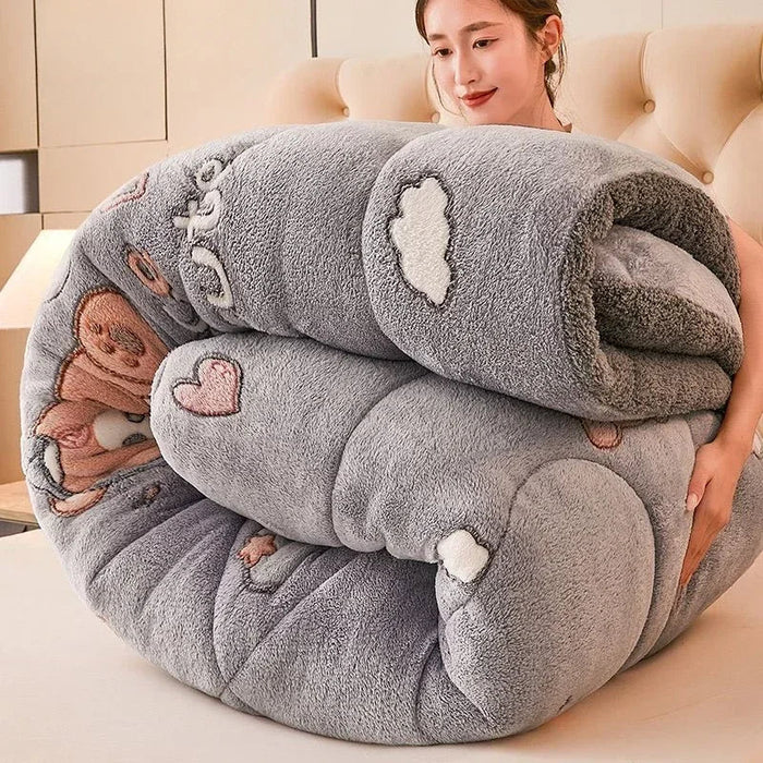SaneShoppe - Winter Lamb Wool Plush Dense Blanket Thick and Warm Double Plush Delicate Cotton Quilt Single and Double Dormitories Comforter