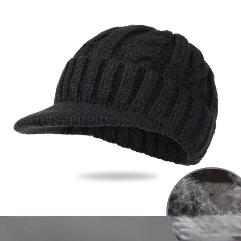 SaneShoppe - Winter Men Knitted Baseball Caps for Women Autumn Winter Warm Snapback Caps Outdoor Sports Travel Hat Ear Protection
