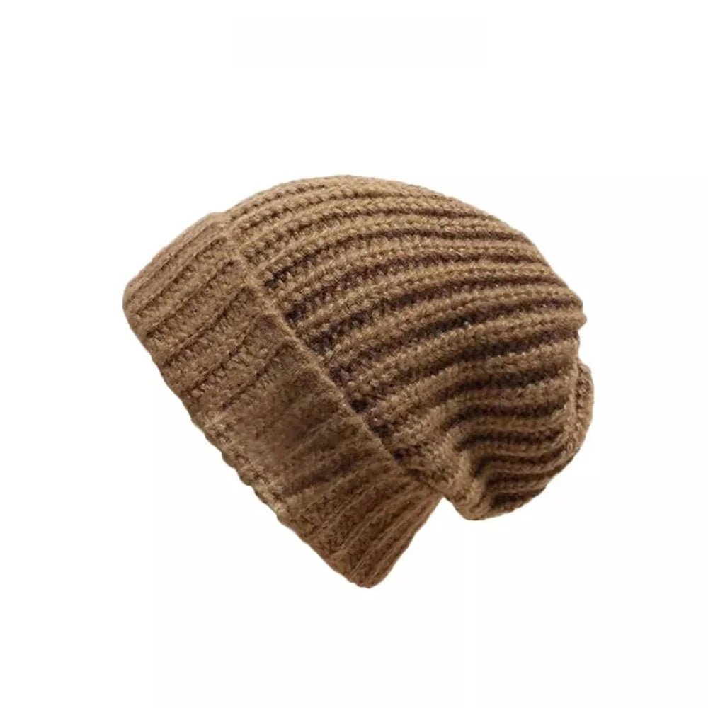 SaneShoppe - Winter Men's Thickened Soft Knitted Hats Casual Unisex Windbreak Skin - friendly Cap Large Head Circumference Clothing Accessories