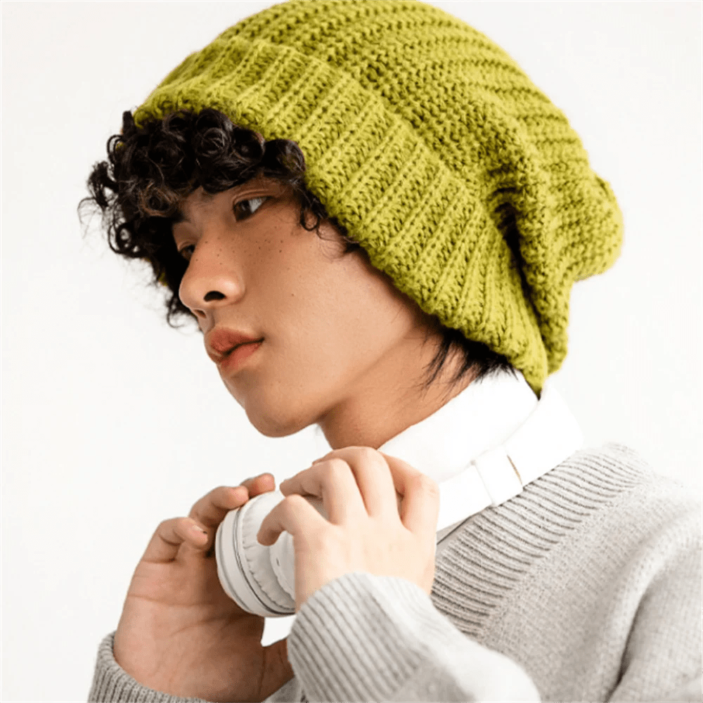 SaneShoppe - Winter Men's Thickened Soft Knitted Hats Casual Unisex Windbreak Skin - friendly Cap Large Head Circumference Clothing Accessories