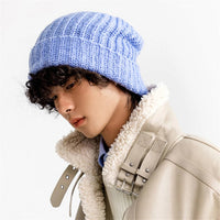 SaneShoppe - Winter Men's Thickened Soft Knitted Hats Casual Unisex Windbreak Skin - friendly Cap Large Head Circumference Clothing Accessories