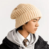 SaneShoppe - Winter Men's Thickened Soft Knitted Hats Casual Unisex Windbreak Skin - friendly Cap Large Head Circumference Clothing Accessories