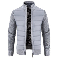 SaneShoppe - Men's Winter Fleece Cardigan - Warm Patchwork Knit Sweater Coat