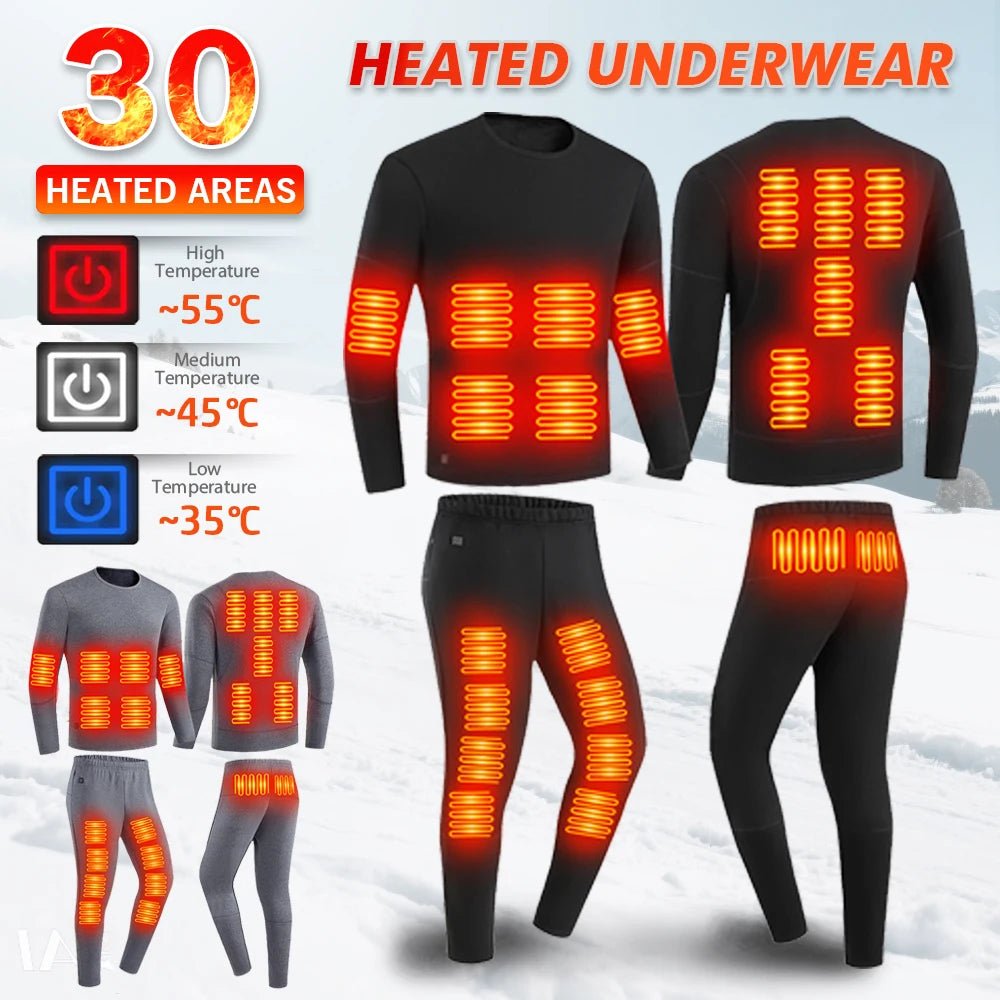 SaneShoppe - Winter USB Electric Heating Jacket Heated Thermal Underwear Men Women Sports Thermal Heated Underwear Electric Heated Equipmen