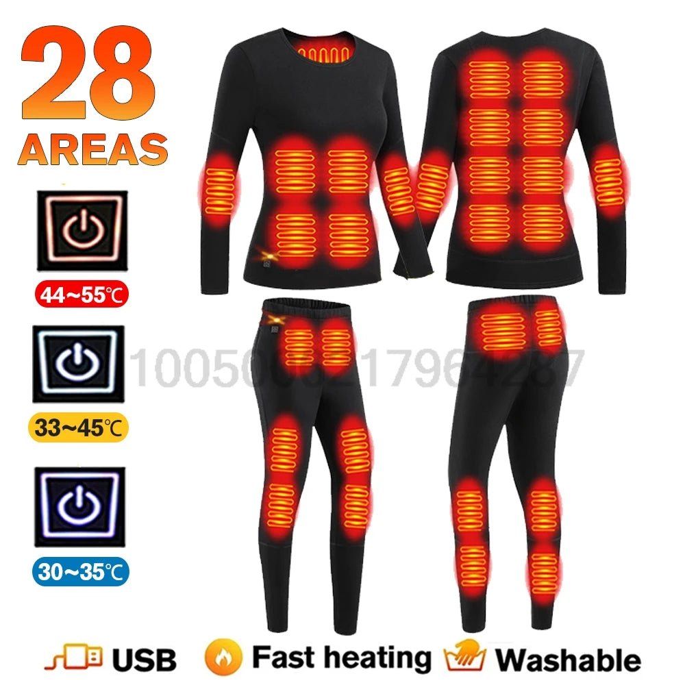 SaneShoppe - Winter USB Electric Heating Jacket Heated Thermal Underwear Men Women Sports Thermal Heated Underwear Electric Heated Equipmen
