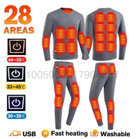 SaneShoppe - Winter USB Electric Heating Jacket Heated Thermal Underwear Men Women Sports Thermal Heated Underwear Electric Heated Equipmen