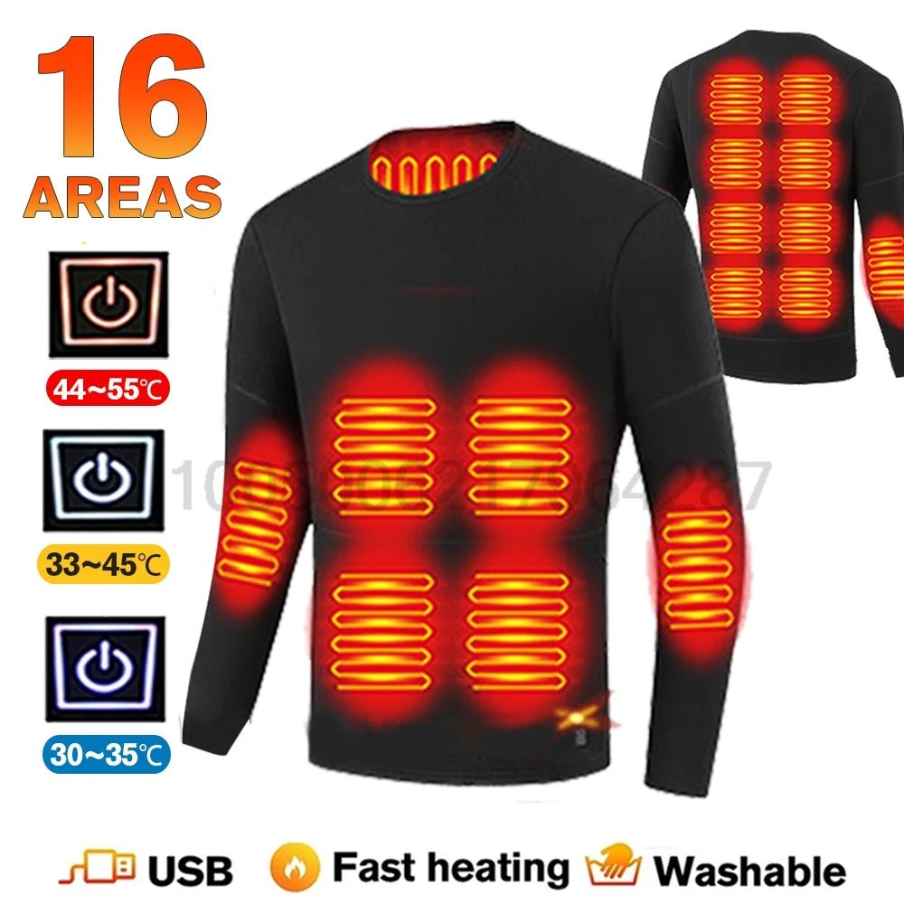SaneShoppe - Winter USB Electric Heating Jacket Heated Thermal Underwear Men Women Sports Thermal Heated Underwear Electric Heated Equipmen