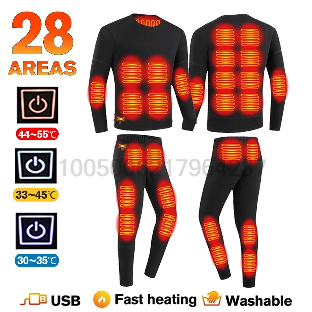 SaneShoppe - Winter USB Electric Heating Jacket Heated Thermal Underwear Men Women Sports Thermal Heated Underwear Electric Heated Equipmen