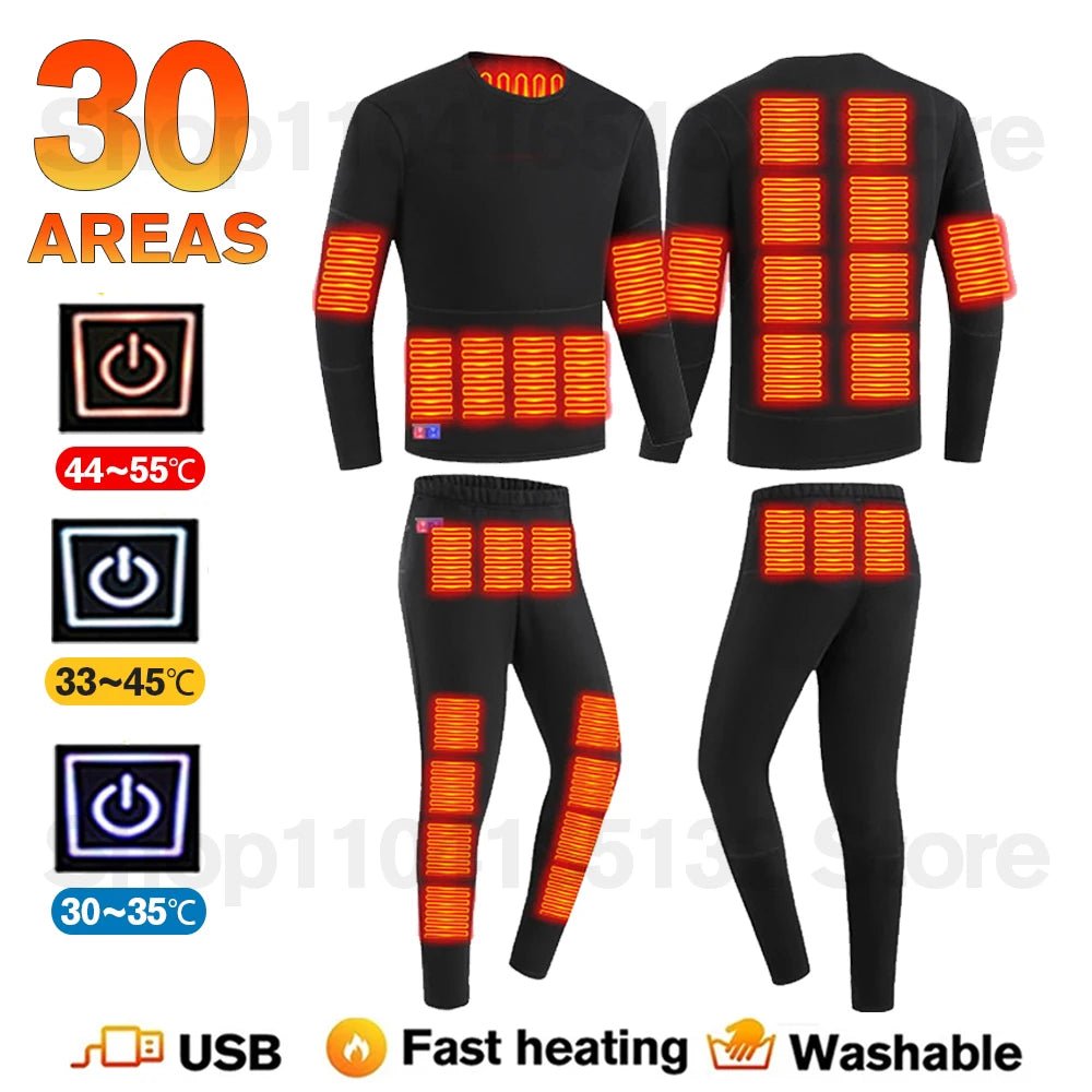 SaneShoppe - Winter USB Electric Heating Jacket Heated Thermal Underwear Men Women Sports Thermal Heated Underwear Electric Heated Equipmen