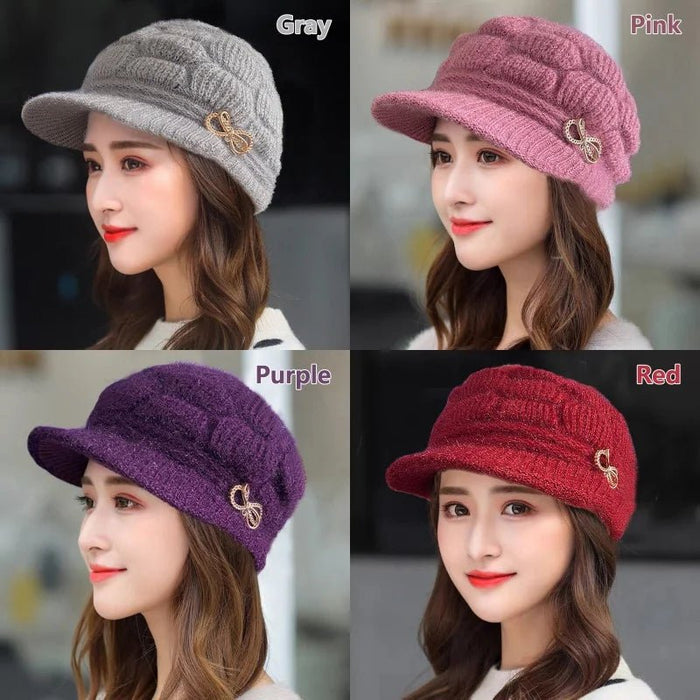 SaneShoppe - Winter Warm Hat Knitted Hat Casual Fashion Mom Cap Grandmother Hat Plush Thickened Fleece - Lined Warm Wool Christmas Gift