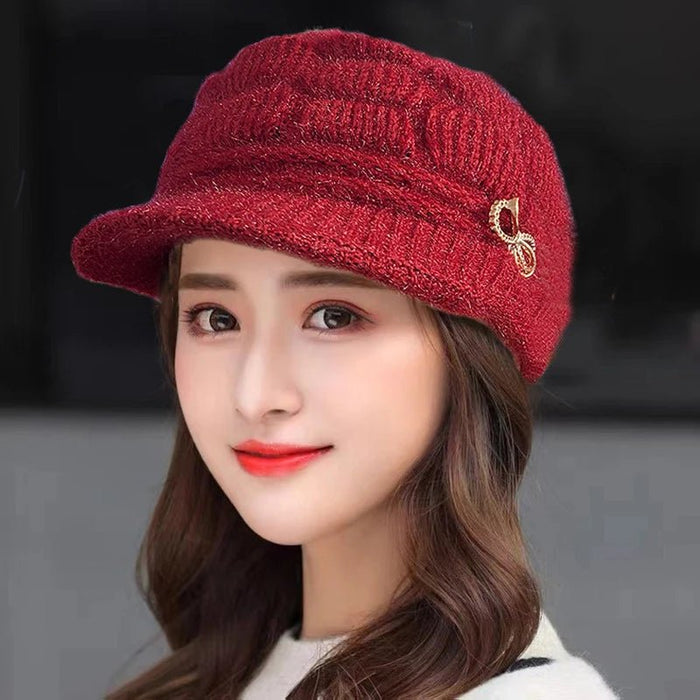 SaneShoppe - Winter Warm Hat Knitted Hat Casual Fashion Mom Cap Grandmother Hat Plush Thickened Fleece - Lined Warm Wool Christmas Gift