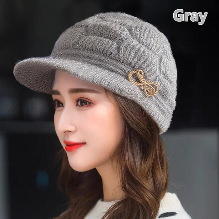 SaneShoppe - Winter Warm Hat Knitted Hat Casual Fashion Mom Cap Grandmother Hat Plush Thickened Fleece - Lined Warm Wool Christmas Gift