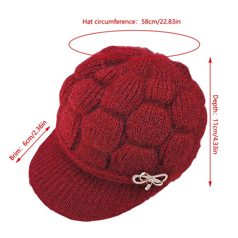 SaneShoppe - Winter Warm Hat Knitted Hat Casual Fashion Mom Cap Grandmother Hat Plush Thickened Fleece - Lined Warm Wool Christmas Gift