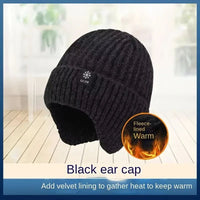 SaneShoppe - Winter Warm Knit Beanie for Men Fleece Lined with Ear Protection Thickened Soft Polyester Beanie Adjustable Grip Beanie