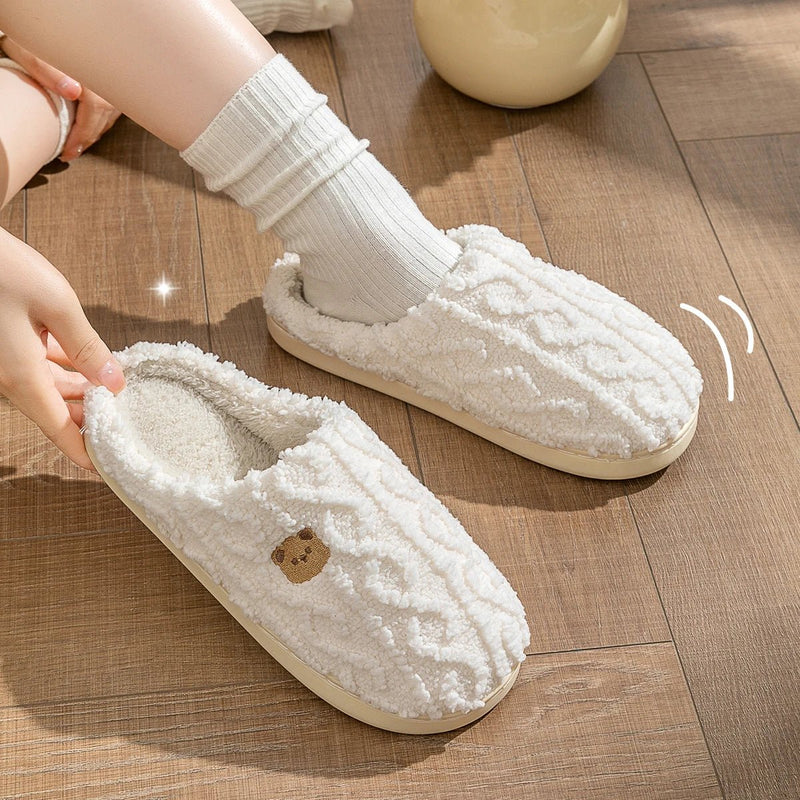 SaneShoppe - Winter Women Cotton Slippers warm Lightweight Anti Slip Slides Comfortable Indoor Home slippers