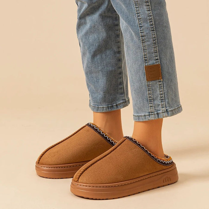 SaneShoppe - Winter Women's Slipper Fashion Fuzzy Fur Anti - slip Soft Sole Outdoor Indoor Warm Comfort Men Leisure Plush Houseshoes Couple