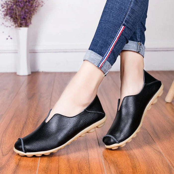 SaneShoppe-Colorful Soft Genuine Leather Women's Loafers Slip-On Shoes