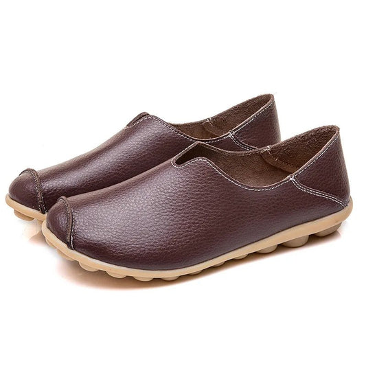 SaneShoppe-Colorful Soft Genuine Leather Women's Loafers Slip-On Shoes