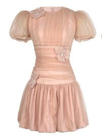 SaneShoppe - Women Clothes Evening Sweet Pink Sexy Puff Sleeve Corset Mini Short Dress Elegant Lady Fashion Party Birthday Vestido Summer New