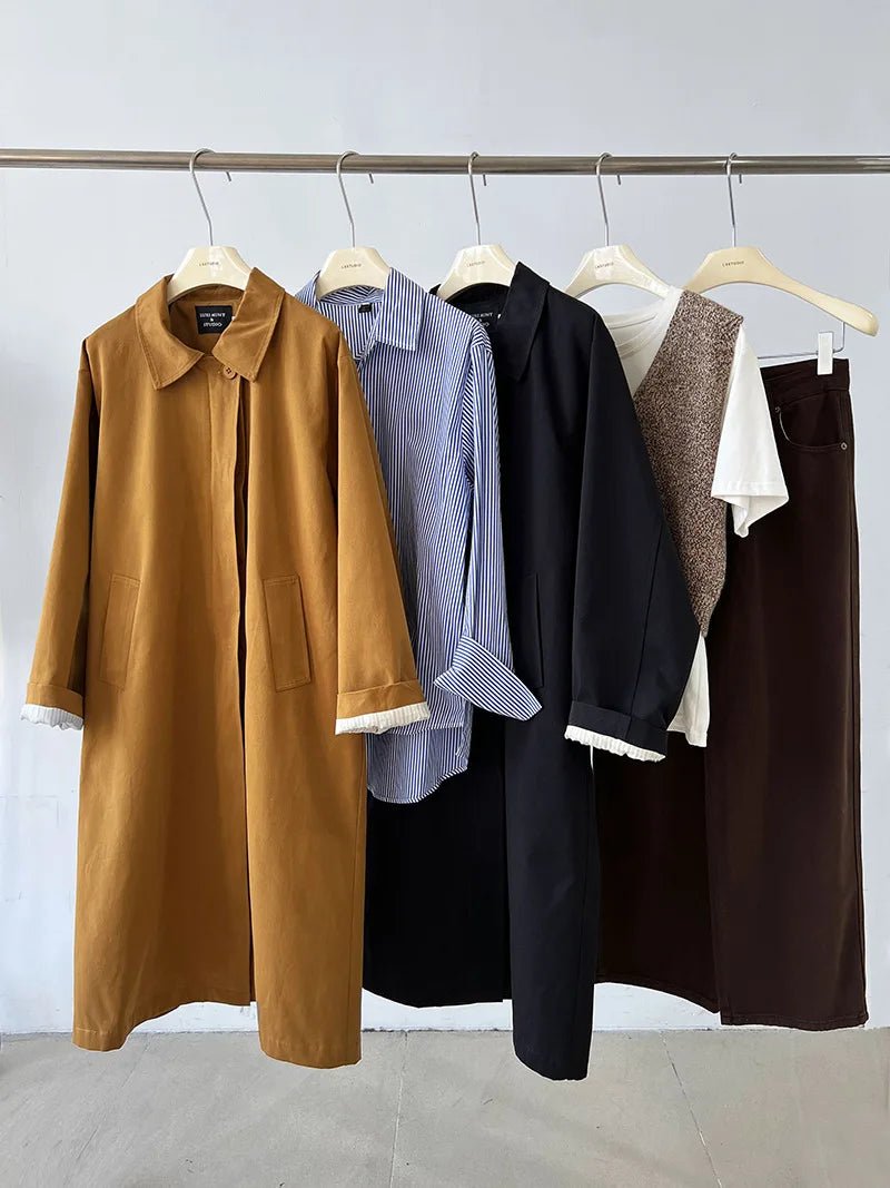 SaneShoppe-New Spring Women's 100% Cotton Trench Coat with Turn Down Collar
