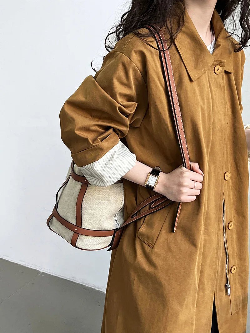 SaneShoppe-New Spring Women's 100% Cotton Trench Coat with Turn Down Collar