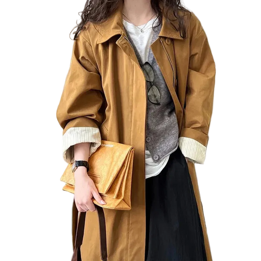 SaneShoppe-New Spring Women's 100% Cotton Trench Coat with Turn Down Collar