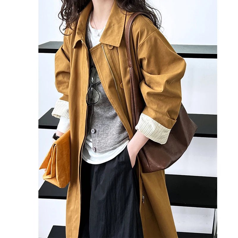 SaneShoppe-New Spring Women's 100% Cotton Trench Coat with Turn Down Collar