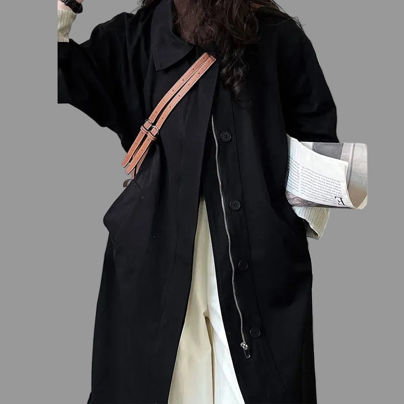SaneShoppe-New Spring Women's 100% Cotton Trench Coat with Turn Down Collar