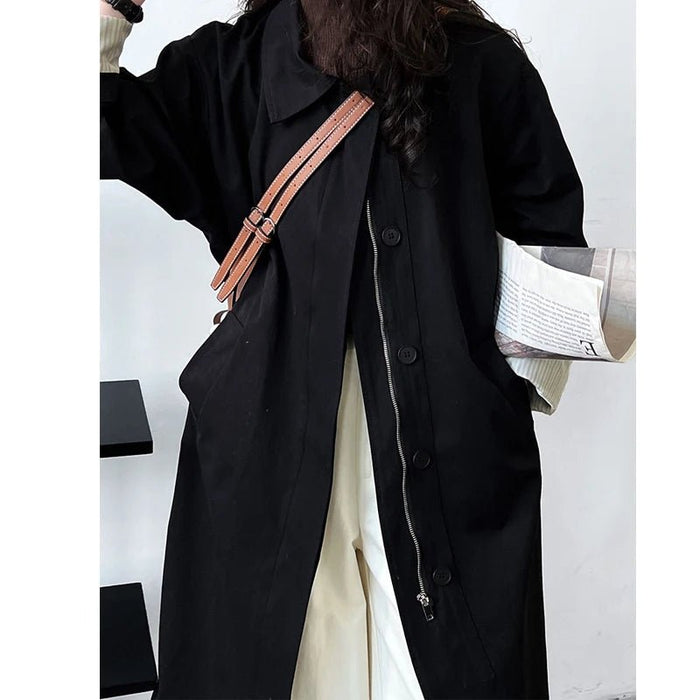 SaneShoppe - Women Fashion 100% Cotton Coat Spring Long Trench Coat Turn Down Collar Coat Casaco Feminino New Trench Femme