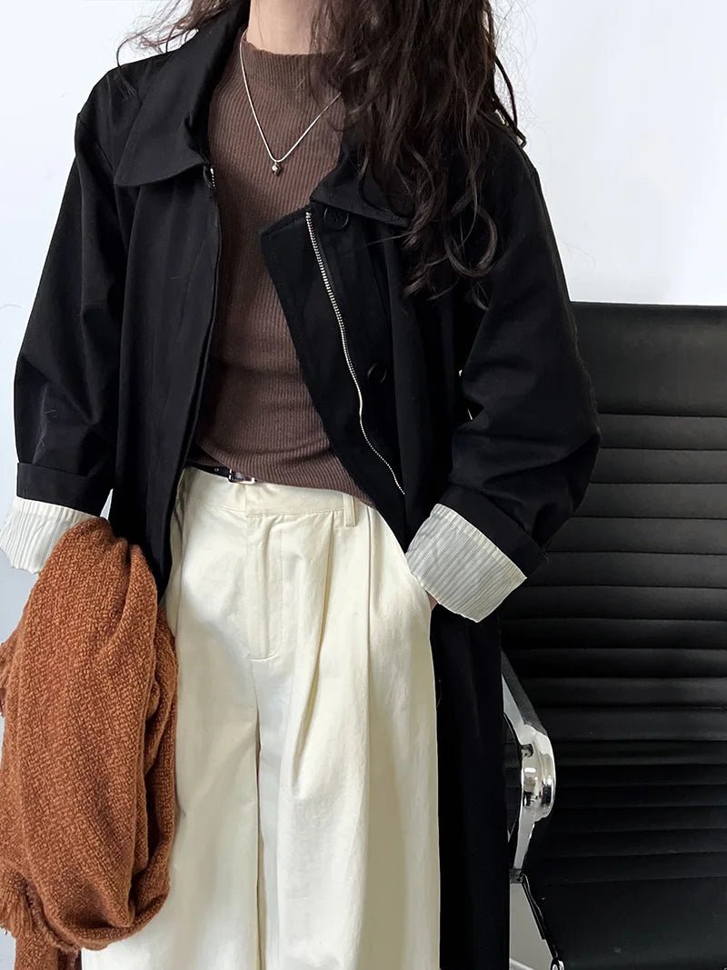 SaneShoppe-New Spring Women's 100% Cotton Trench Coat with Turn Down Collar
