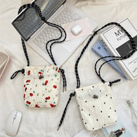 SaneShoppe - Women Handbags Female Drawstring Shoulder Bags Cute Mini Large Capacity Crossbody Bags for Women Portable Phone Purse