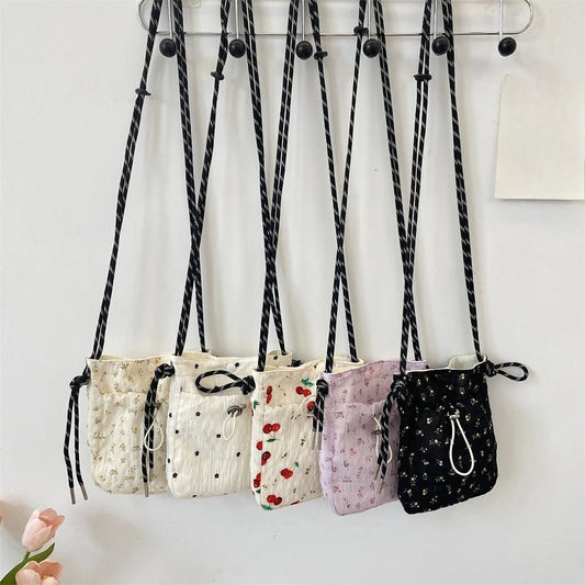 SaneShoppe - Women Handbags Female Drawstring Shoulder Bags Cute Mini Large Capacity Crossbody Bags for Women Portable Phone Purse