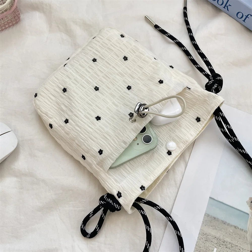 SaneShoppe - Women Handbags Female Drawstring Shoulder Bags Cute Mini Large Capacity Crossbody Bags for Women Portable Phone Purse