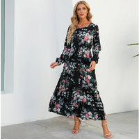 SaneShoppe - Women Maxi Dresses Sping Autumn Bohemian Casual Full Sleeve High Waist Beach Woman Chiffon Dresses Floral Vestidoes Long Dress