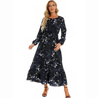 SaneShoppe - Women Maxi Dresses Sping Autumn Bohemian Casual Full Sleeve High Waist Beach Woman Chiffon Dresses Floral Vestidoes Long Dress