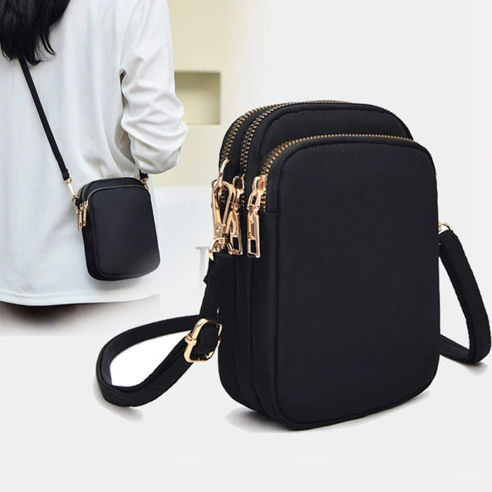 SaneShoppe - Women Mini Bag Crossbody Zipper Shoulder Bags Mobile Phone Purse Vertical Multifunctional Wallet Black Walking Crossbody Bags