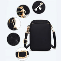SaneShoppe - Women Mini Bag Crossbody Zipper Shoulder Bags Mobile Phone Purse Vertical Multifunctional Wallet Black Walking Crossbody Bags