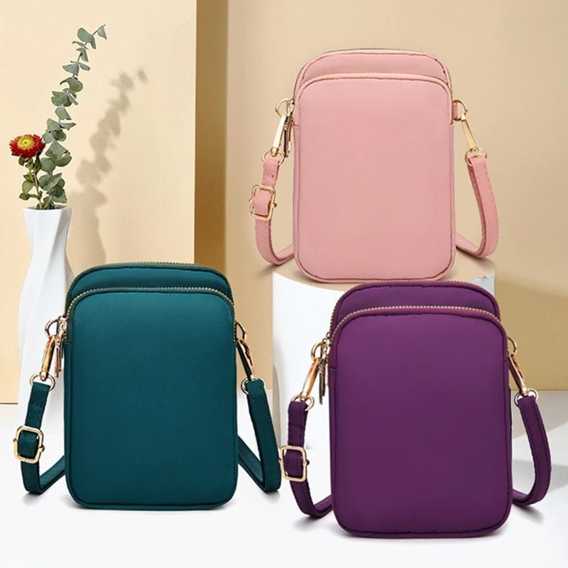 SaneShoppe - Women Mini Bag Crossbody Zipper Shoulder Bags Mobile Phone Purse Vertical Multifunctional Wallet Black Walking Crossbody Bags