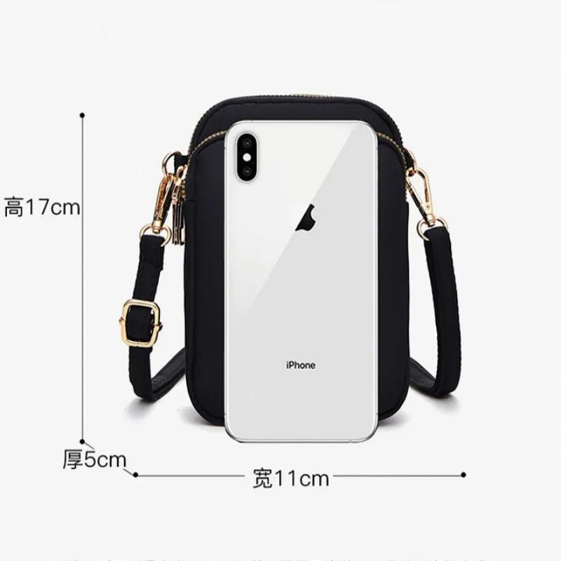 SaneShoppe - Women Mini Bag Crossbody Zipper Shoulder Bags Mobile Phone Purse Vertical Multifunctional Wallet Black Walking Crossbody Bags