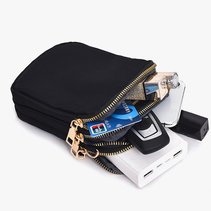SaneShoppe - Women Mini Bag Crossbody Zipper Shoulder Bags Mobile Phone Purse Vertical Multifunctional Wallet Black Walking Crossbody Bags