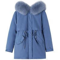 SaneShoppe - Women Parka Fashion Long Coat Wool Liner Hooded Parkas 2023 New Winter Jacket Slim with Fur Collar Warm Snow Wear Padded Clothes