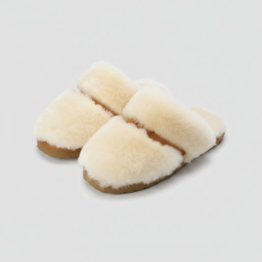SaneShoppe-Cozy Sheepskin Winter Slippers for Women - Indoor Fur Wool Slip-Ons
