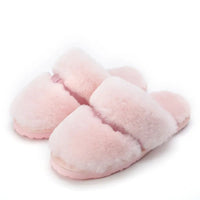 SaneShoppe-Cozy Sheepskin Winter Slippers for Women - Indoor Fur Wool Slip-Ons