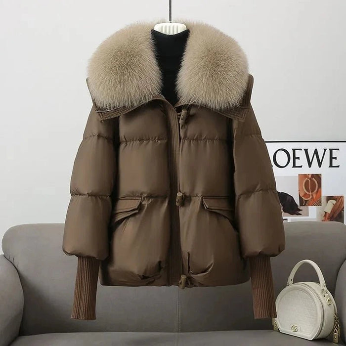 SaneShoppe-2025 New Women Winter Down Cotton Parka Coat with Larger Fur Collar