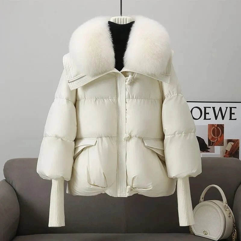 SaneShoppe - Women Winter Down Cotton Jacket 2025 New Women Warm Thick Cotton Coat Larger Fur Collar Cotton Padded Jacket Women Parka Coat