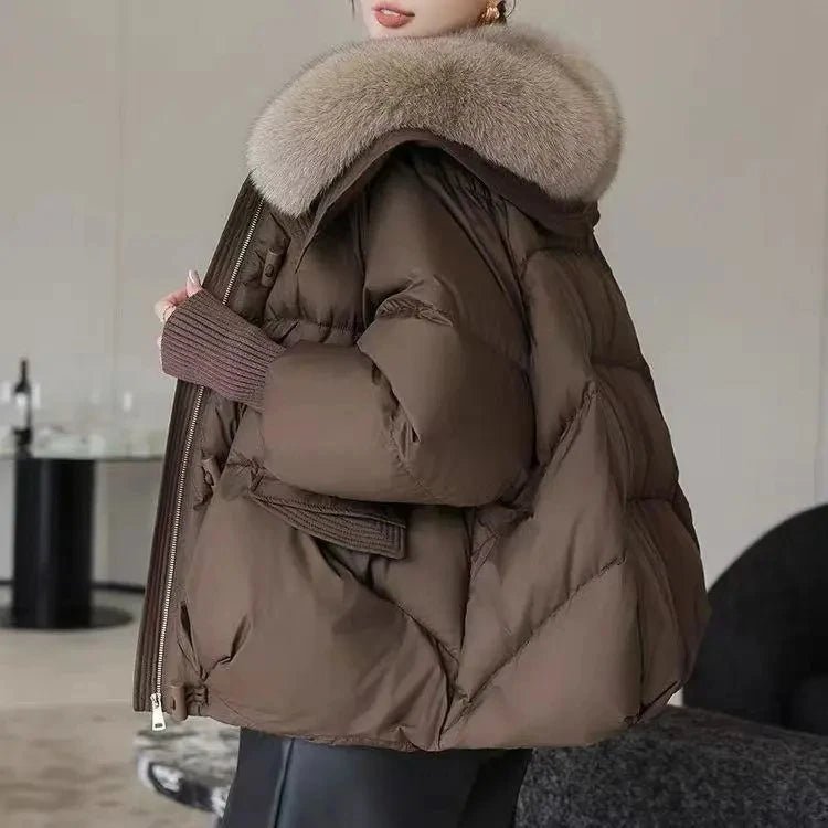 SaneShoppe - Women Winter Down Cotton Jacket 2025 New Women Warm Thick Cotton Coat Larger Fur Collar Cotton Padded Jacket Women Parka Coat