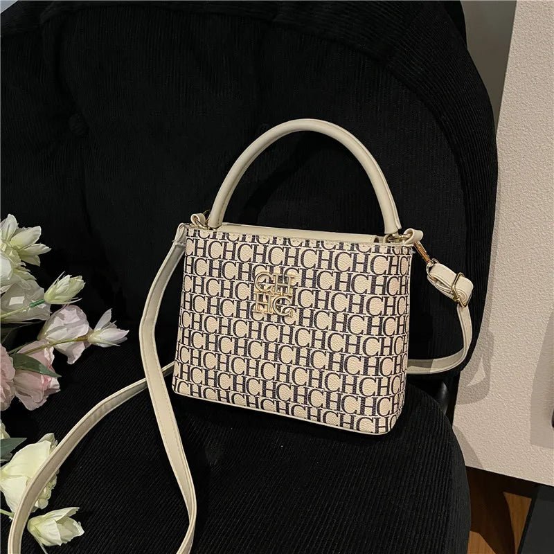 SaneShoppe - Women's Bucket Bag - Spacious Multi - Way Wear (Handheld/Shoulder/Crossbody), Trendy Lettered Design with Inner Compartment