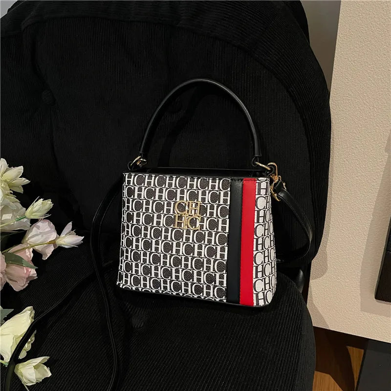 SaneShoppe - Women's Bucket Bag - Spacious Multi - Way Wear (Handheld/Shoulder/Crossbody), Trendy Lettered Design with Inner Compartment