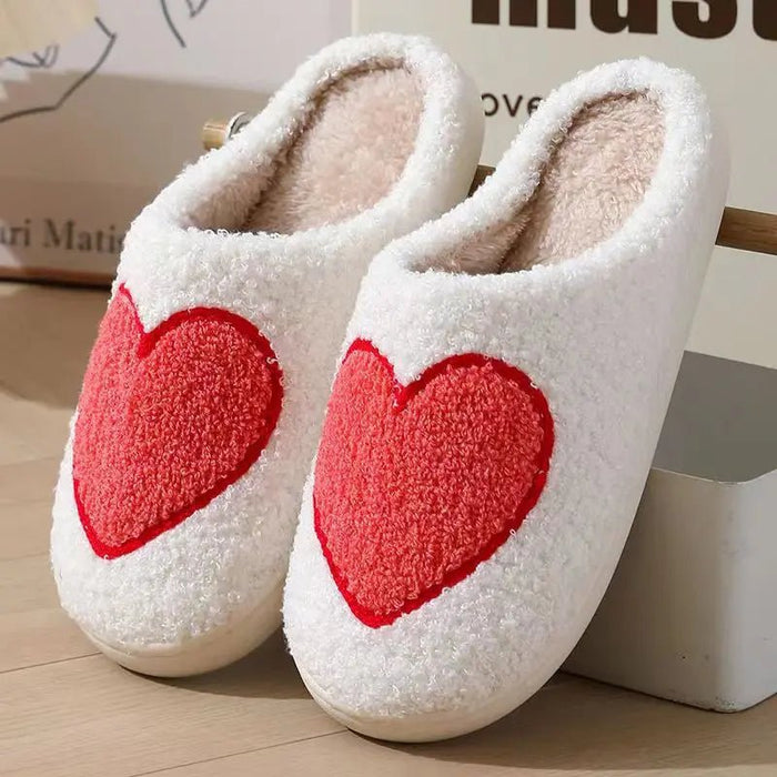 SaneShoppe - Women's Cartoon Slippers Winter Female Home Fluffy Shoes Indoor Plush Cute Red Love Flip - flops Warm Bedroom Slides Wholesale